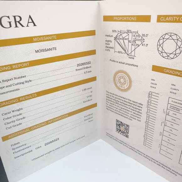 Moissanite Solitaire Engagement Ring Silver Band Size 6 With GRA Certification - Picture 7 of 8